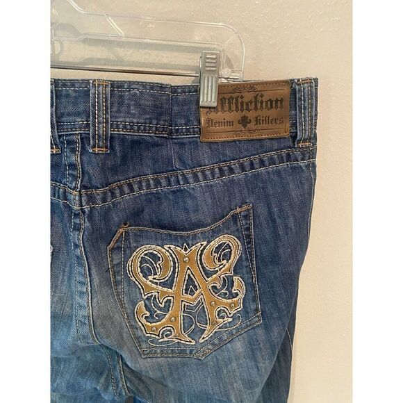 Affliction Denim Jeans Mens 36x30 Blue Distressed SP - Picture 6 of 10